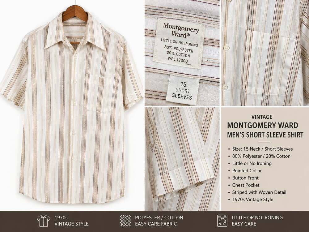 Vintage Montgomery Ward Striped Short Sleeve Button-Down Shirt